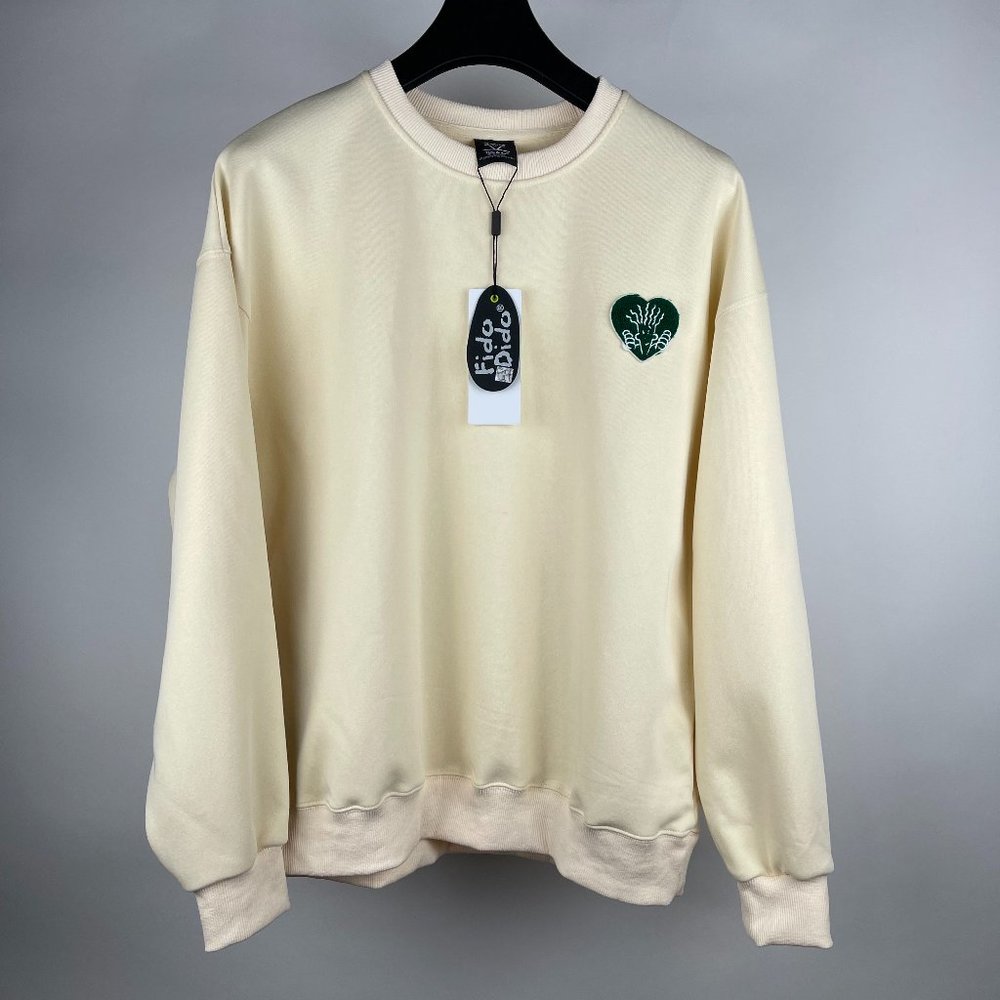 Soft Cream Embroidered Logo Sweatshirt – Casual Elegance Collection